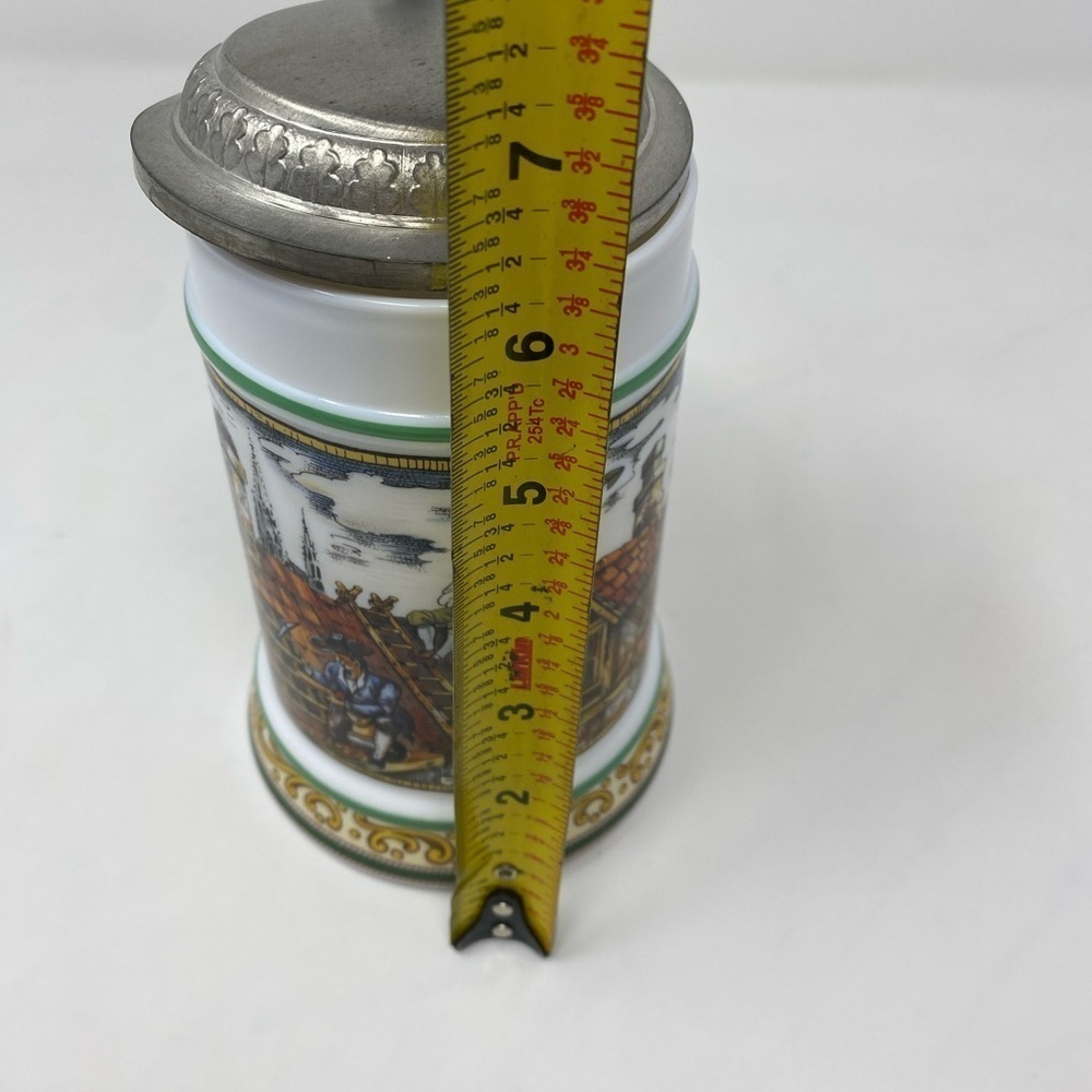 Vintage Original German BMF Milk Glass Beer Stein Mug with Lid - Picture 7 of 7